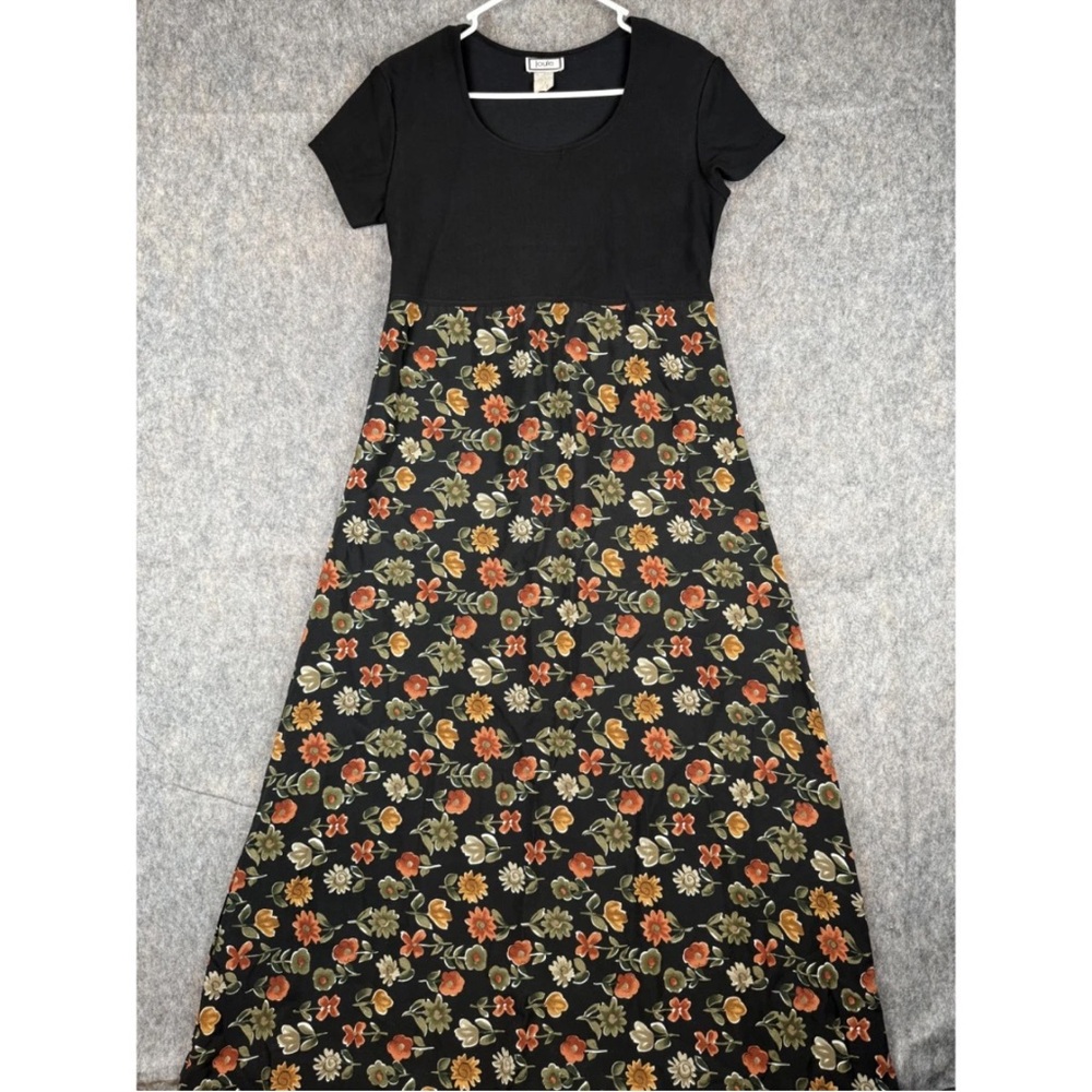 Joules A-line‎ Maxi Dress Women Large Floral Print Scoop Neck Short Sleeve
